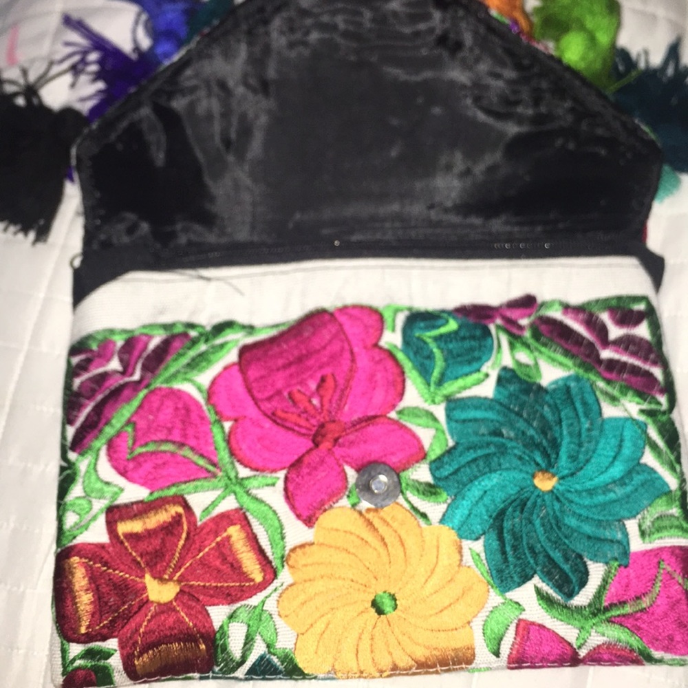 Mexican clutch and crossbody bag with tassels